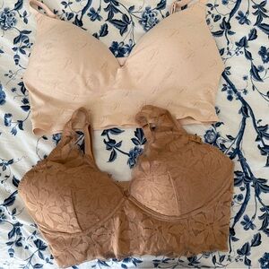 Victoria's Secret Cream and Brown Seamless Bras